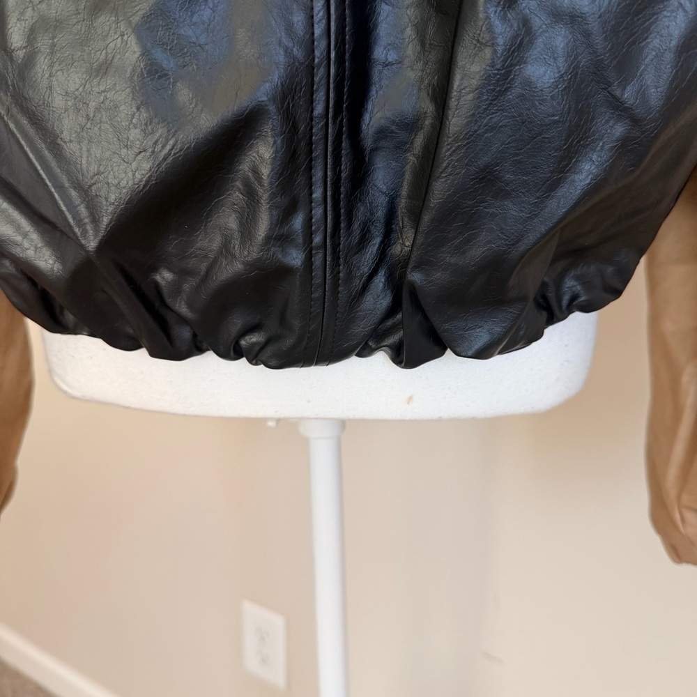 NWT Elan Oakley bomber faux leather color block women's size medium oversized - Picture 10 of 12